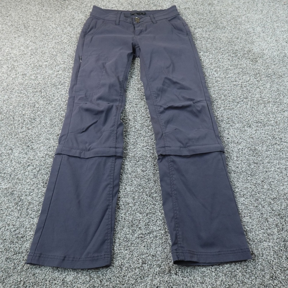 Prana Pants Womens 2 Blue Cargo Halle Convertible Zip Off Hiking Outdoor Stretch
